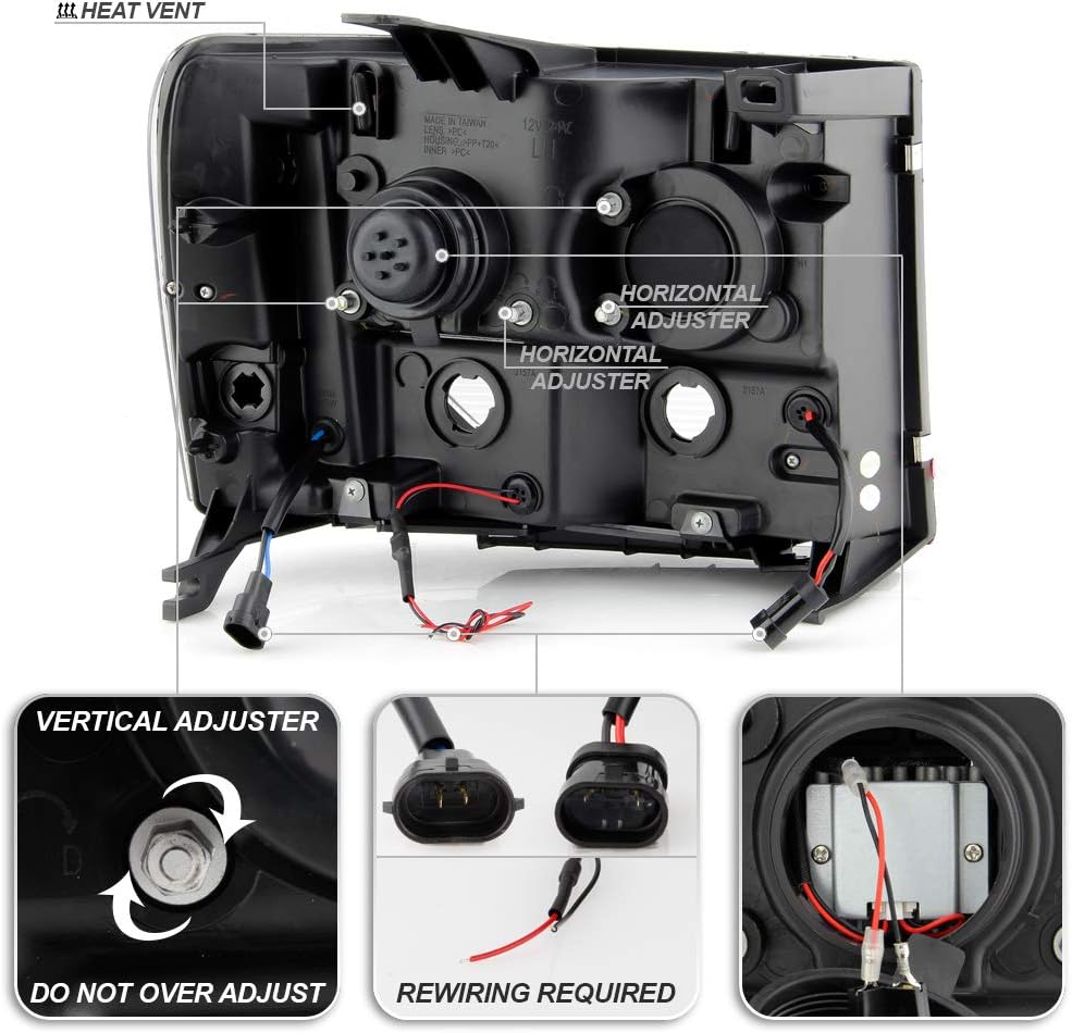 Black LED Tube Projector Headlights L937967