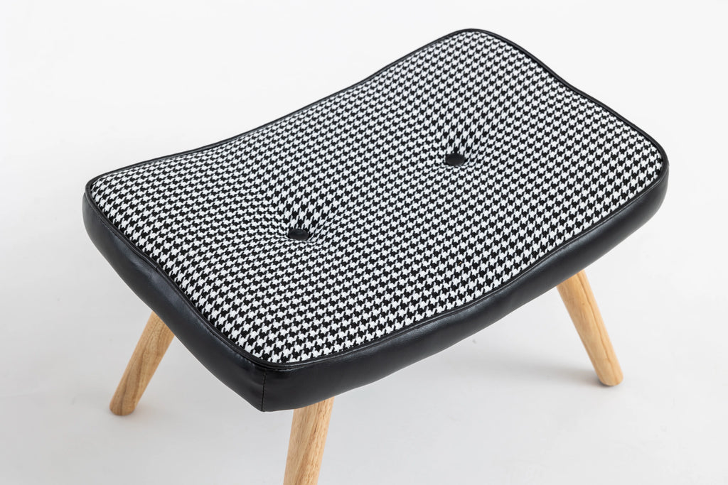 Black Wooden Square Cushion Foot Stool Y709534