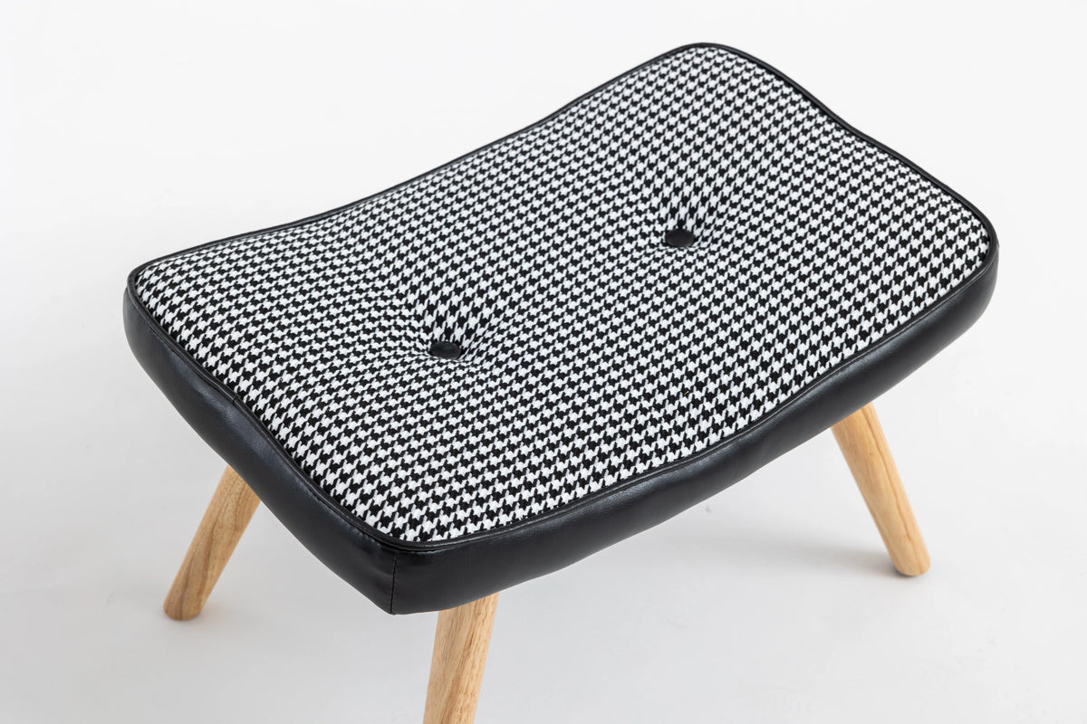 Black Wooden Square Cushion Foot Stool Y709534