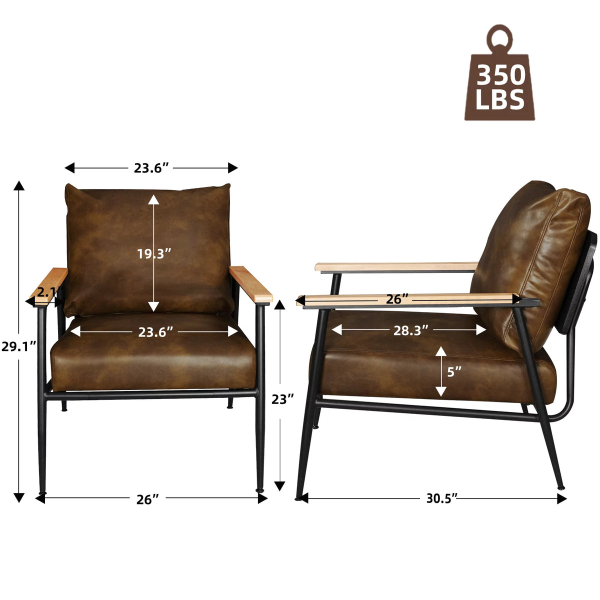 Brown PU Leather Accent Chair O22636