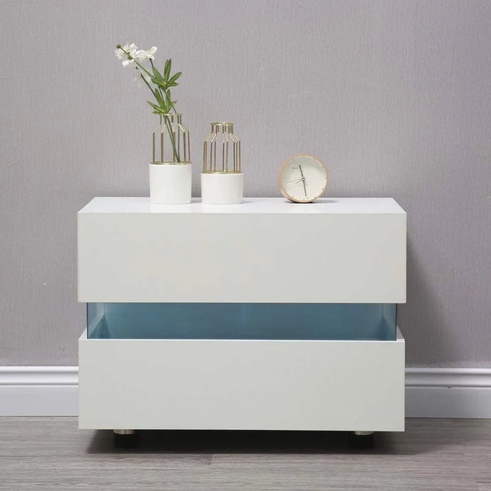 White High Gloss 2 Drawer Nightstand F62745