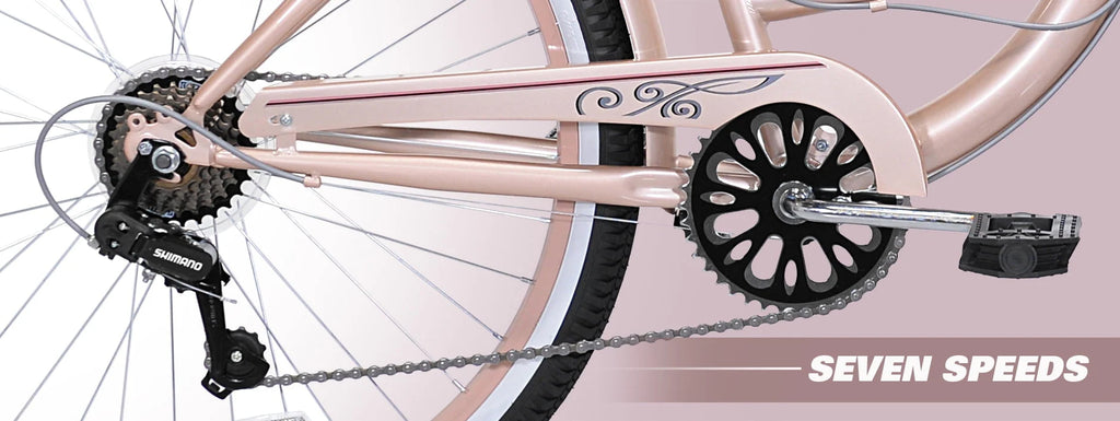 26 In. Rose Gold Women's Cruiser Bike Q17950