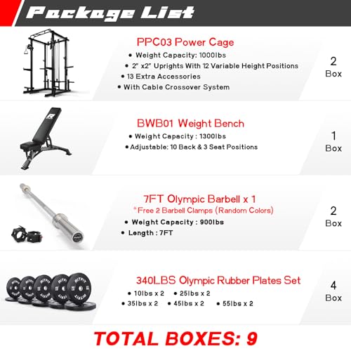 Multi-Function Squat Rack Power Cage with Cable Crossover System E741