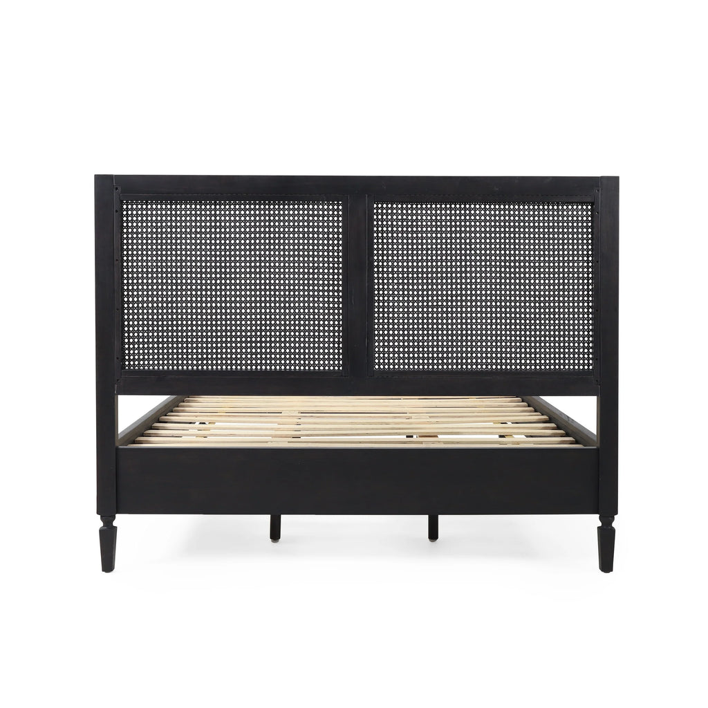 Acacia Wood and Rattan Queen Bed P82428