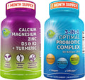 Probiotics with Digestive Enzymes and Prebiotic, 3-in-1 Vegan Multi Enzyme Complex, Plant-Based Calcium 500mg Z229