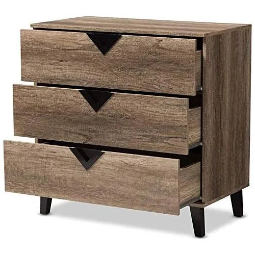 Light Brown Wood 3-Drawer Chest P4577