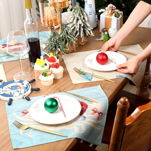 Coastal Christmas Placemats 4 Sets Linen 12 x 18 Inch P49937