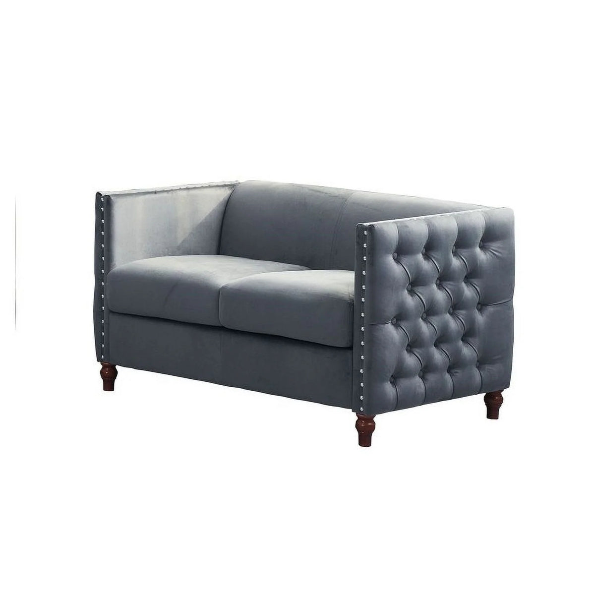 Velvet Sofa and Loveseat Set of 2 Gray Q68098