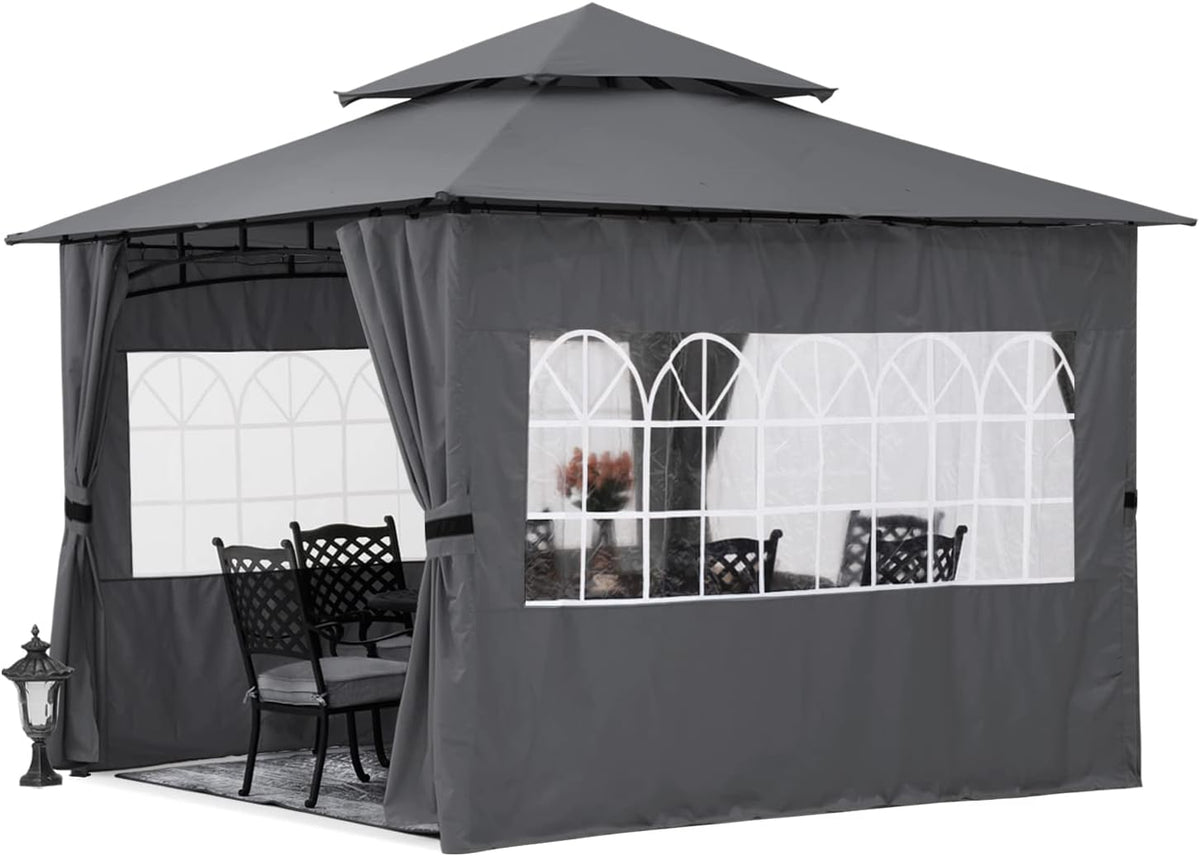 10’x12’ Dark Gray Gazebo with Sidewalls X9793