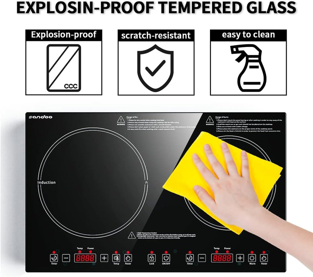 1800W Double Induction Cooktop with Kids Safety Lock O710