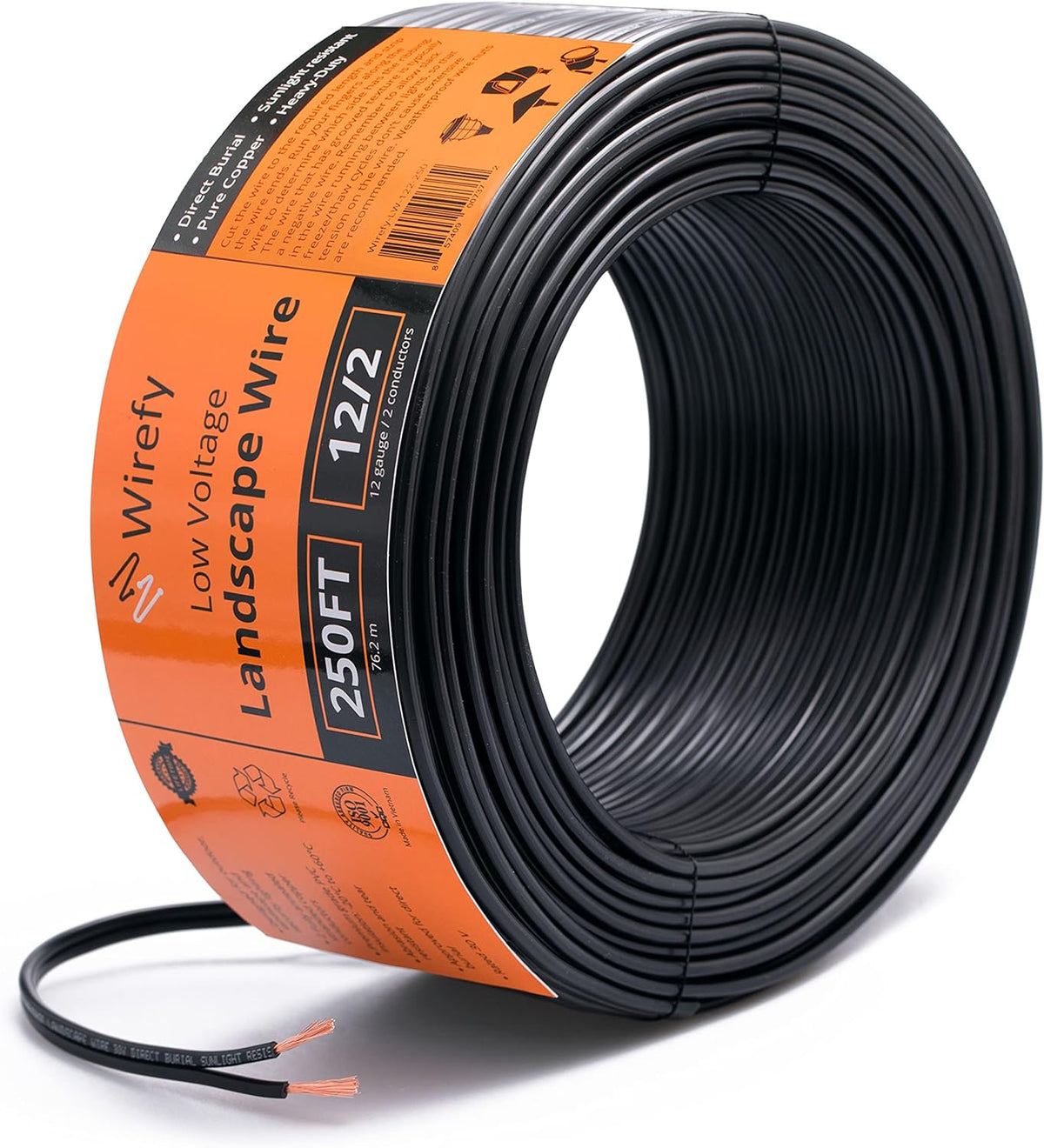 12-Gauge 2-Conductor 250 Feet Low Voltage Landscape Lighting Wire V8572