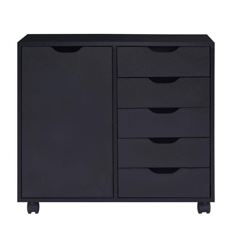 Black 5-Drawer Storage Cabinet with Shelves N9305