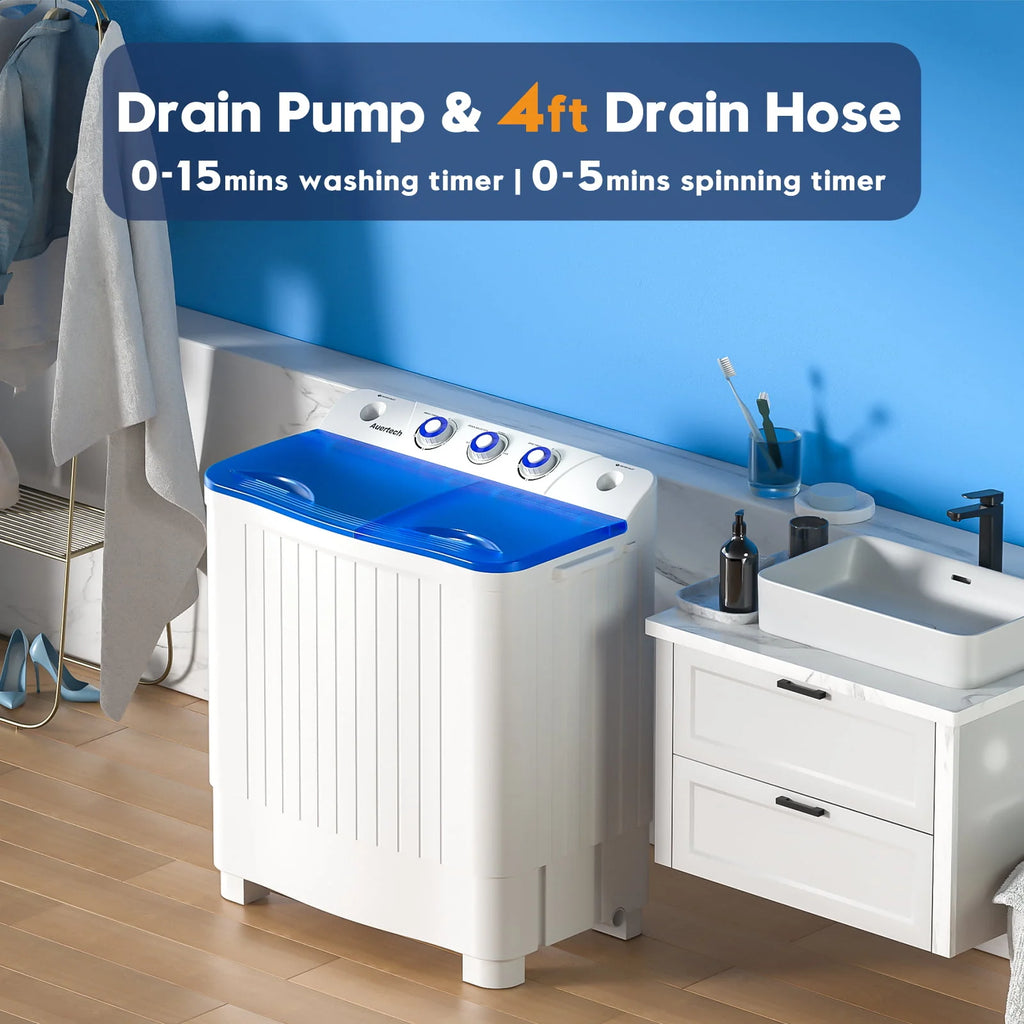 Portable 20lbs Mini Twin Tub Semi-Automatic Washer Spinner Combo Y41589