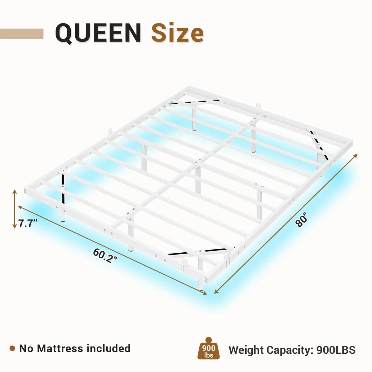 Queen Size Black Metal Platform Bed Frame with LED Lights H8875