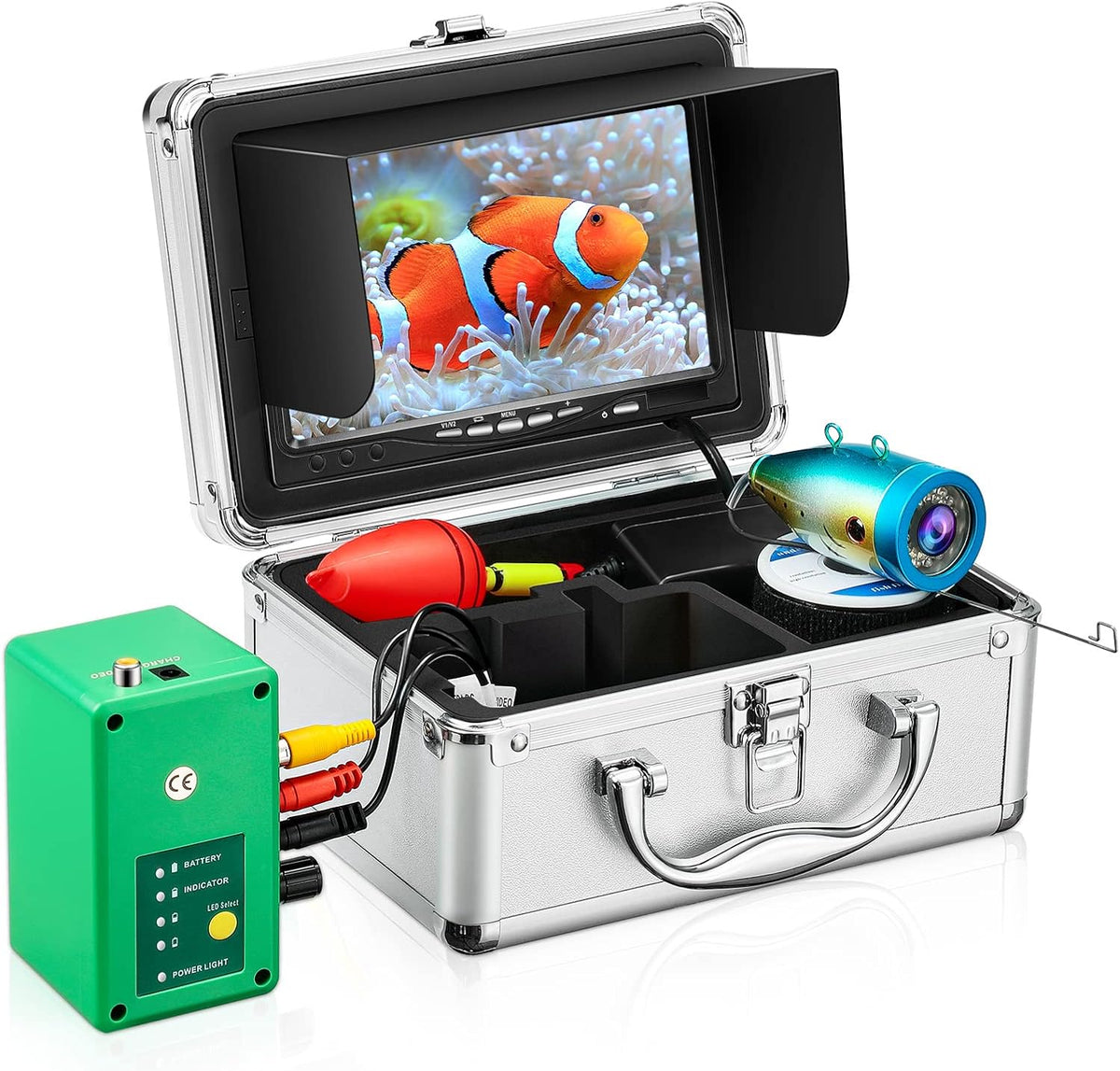 Underwater Fishing Camera, Portable Fish Finder Camera 1000TVL, 7'' LCD Monitor, IP68 Waterproof Camera X431823