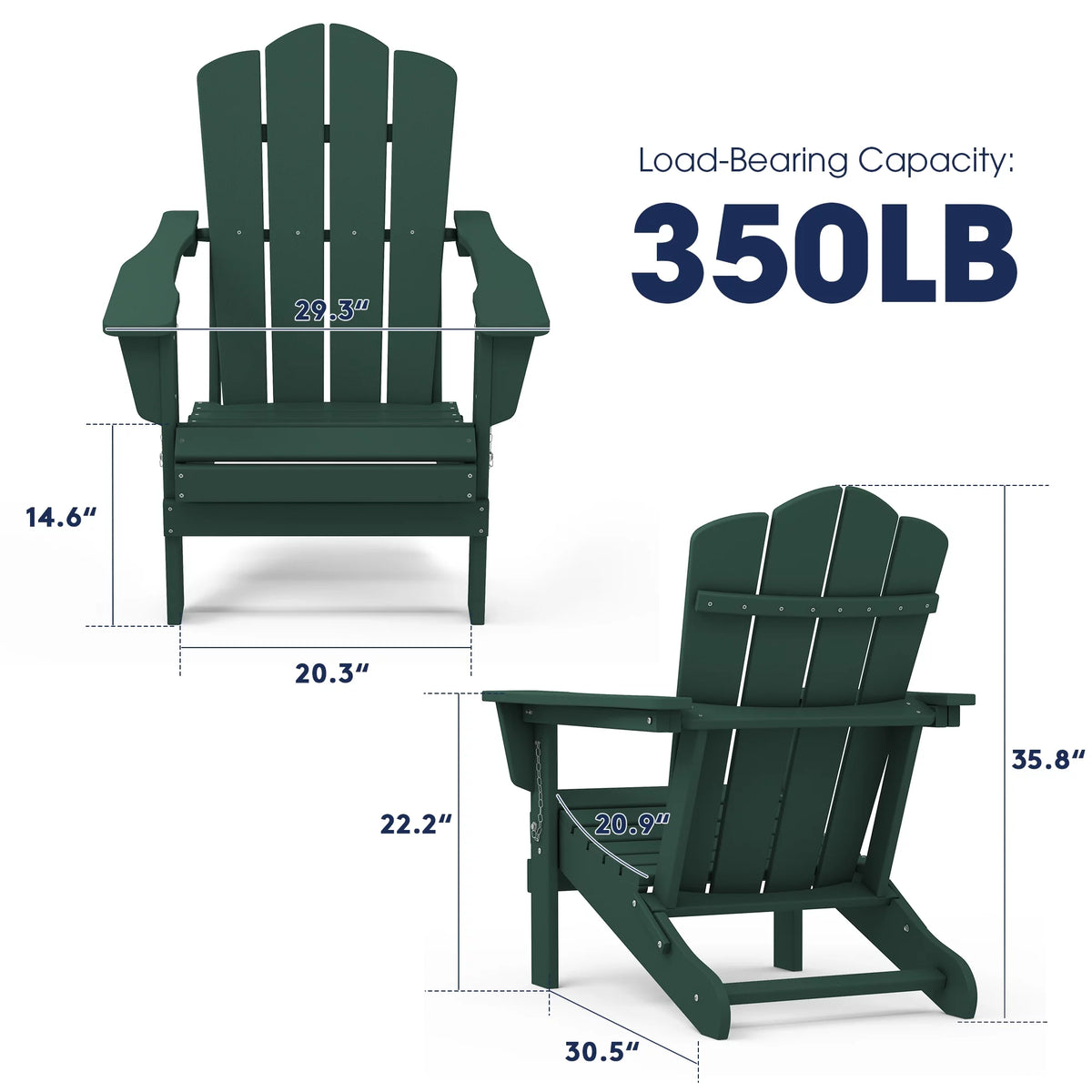 Folding Plastic HDPE Patio Adirondack Chair M83595