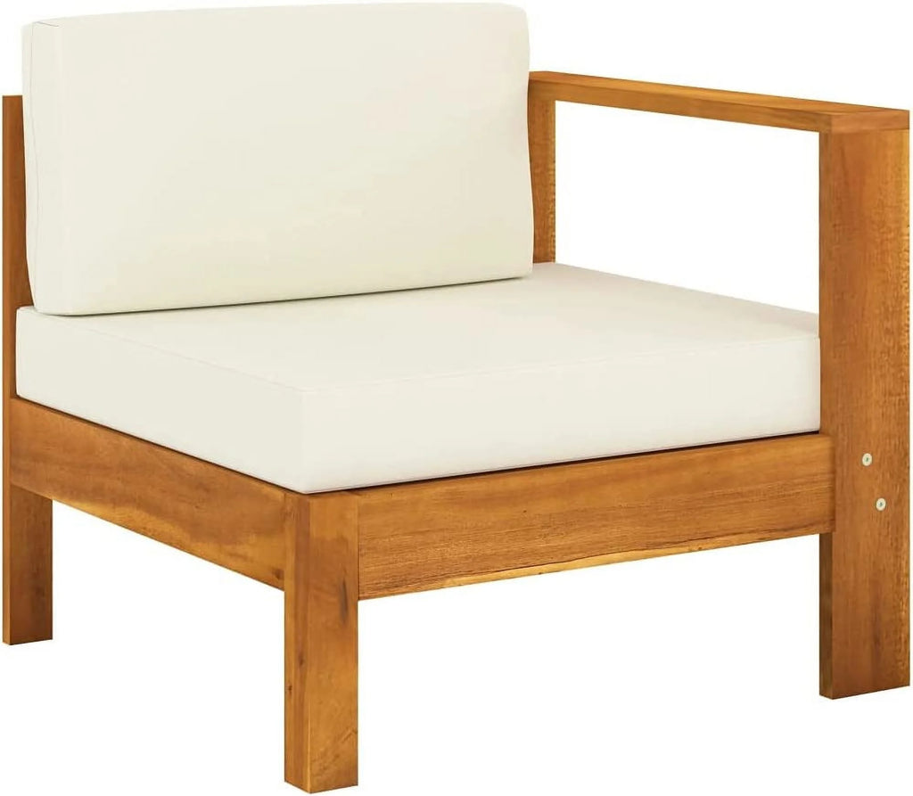 10 Piece Acacia Wood Patio Lounge Set with Cream White Cushions W596