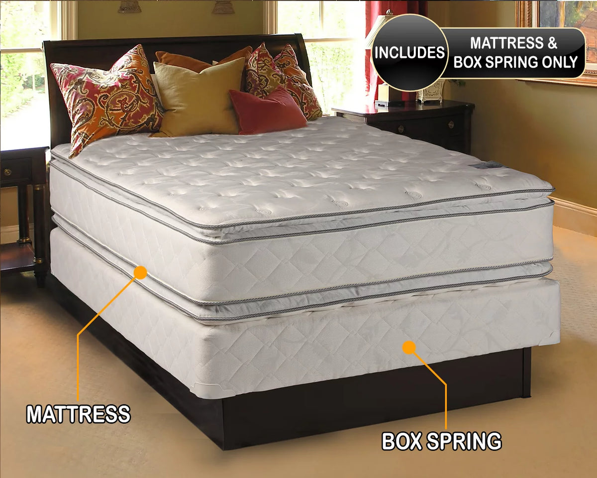 King Plush PillowTop Two-Sided Mattress and Box Spring Set L230