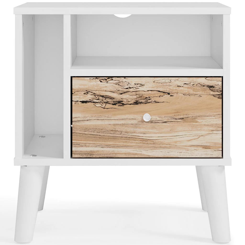 Two-tone Brown White Nightstand V458