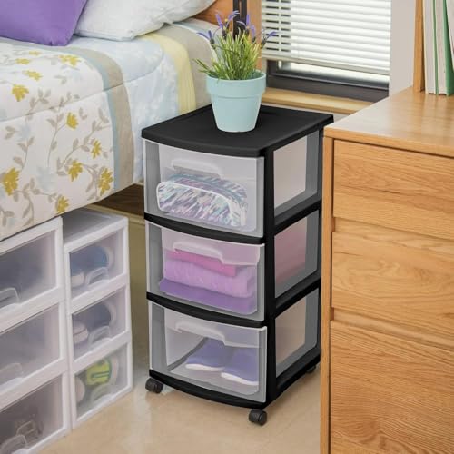 Plastic Storage Drawer Cart with 3 Drawers, White T247
