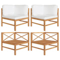 2 pcs Solid Teak Wood Corner Sofas with Cushions Q88403