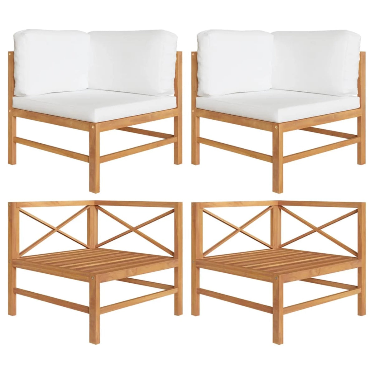 2 pcs Solid Teak Wood Corner Sofas with Cushions Q88403