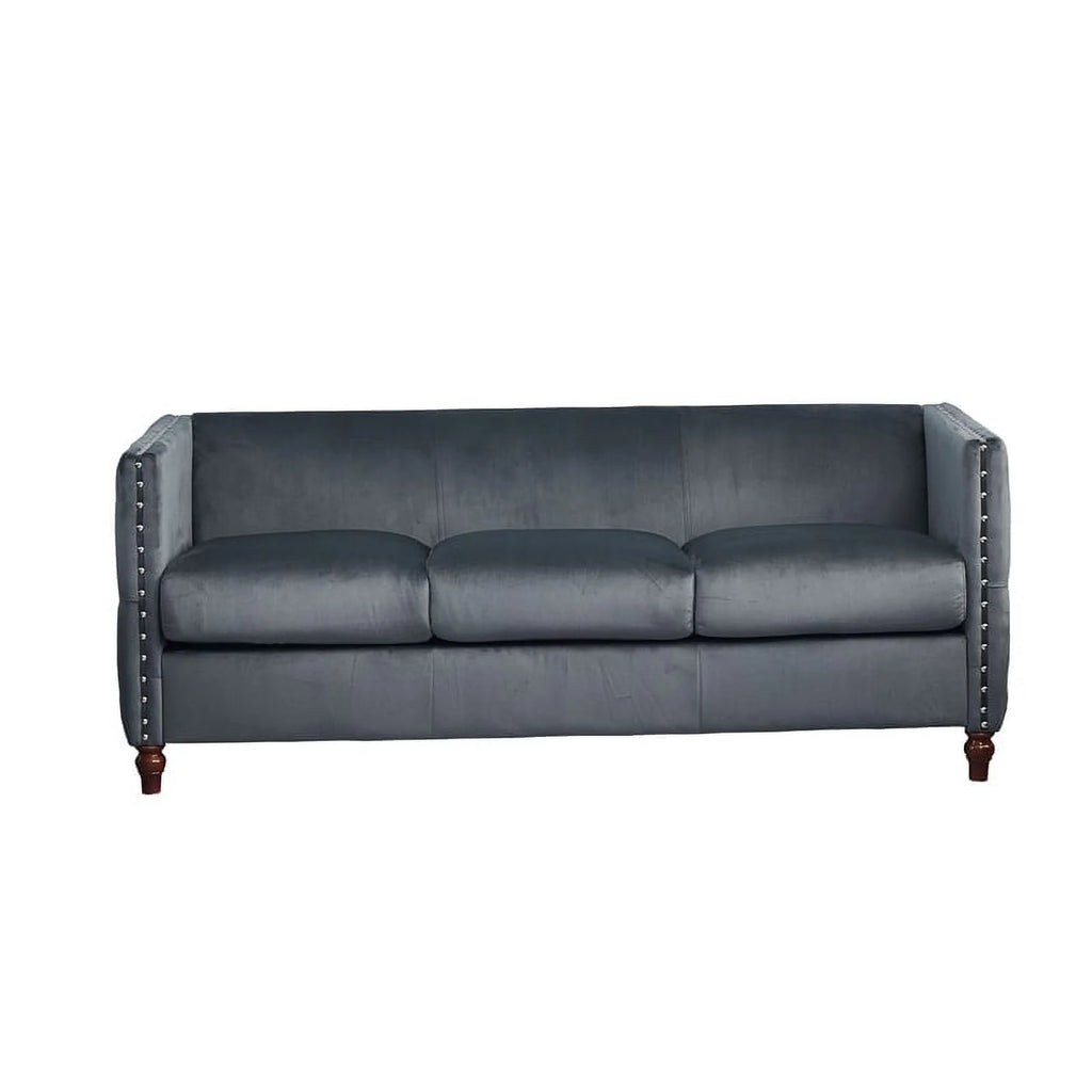 Velvet Sofa and Loveseat Set of 2 Gray Q68098