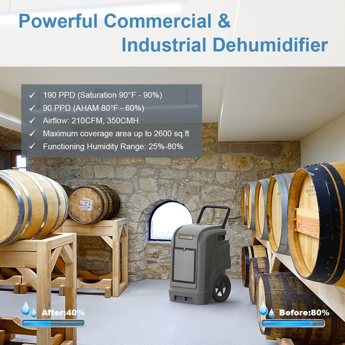 190 PPD Commercial and Industrial Dehumidifier with Pump L630980