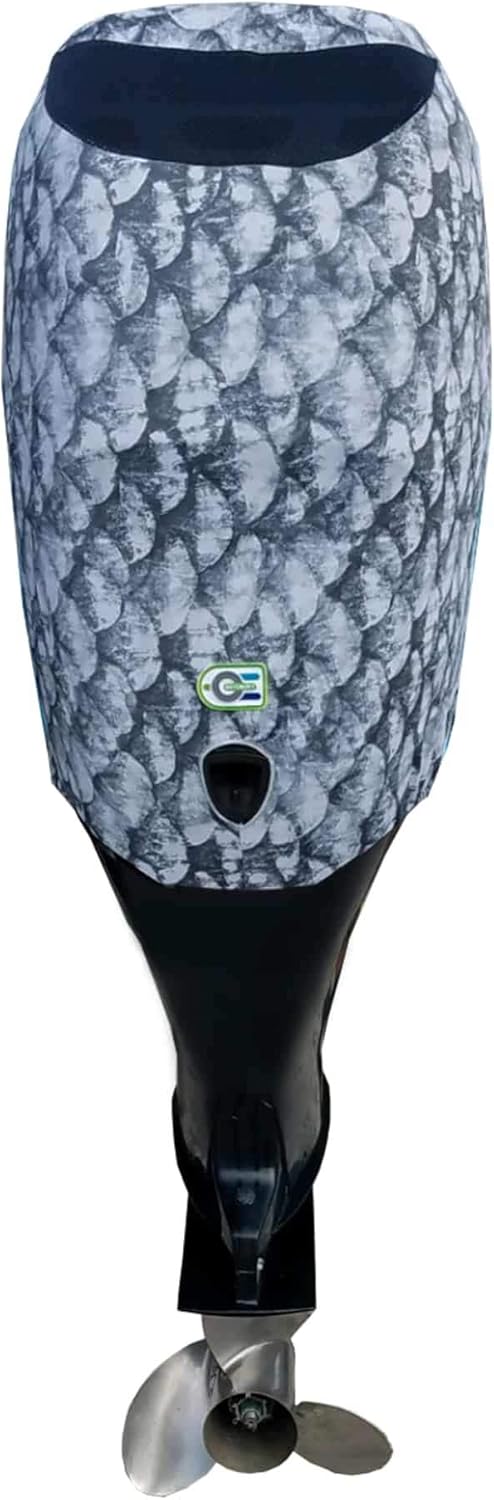 Grey Fish Scales Outboard Motor Cover I5412