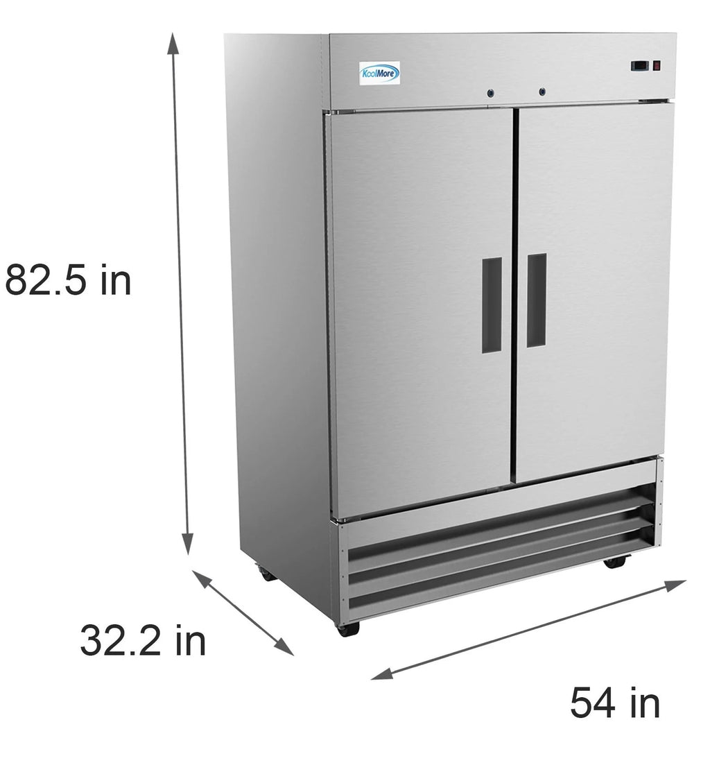 54 in Two Door Stainless Steel Reach-in Refrigerator Cooler T1774