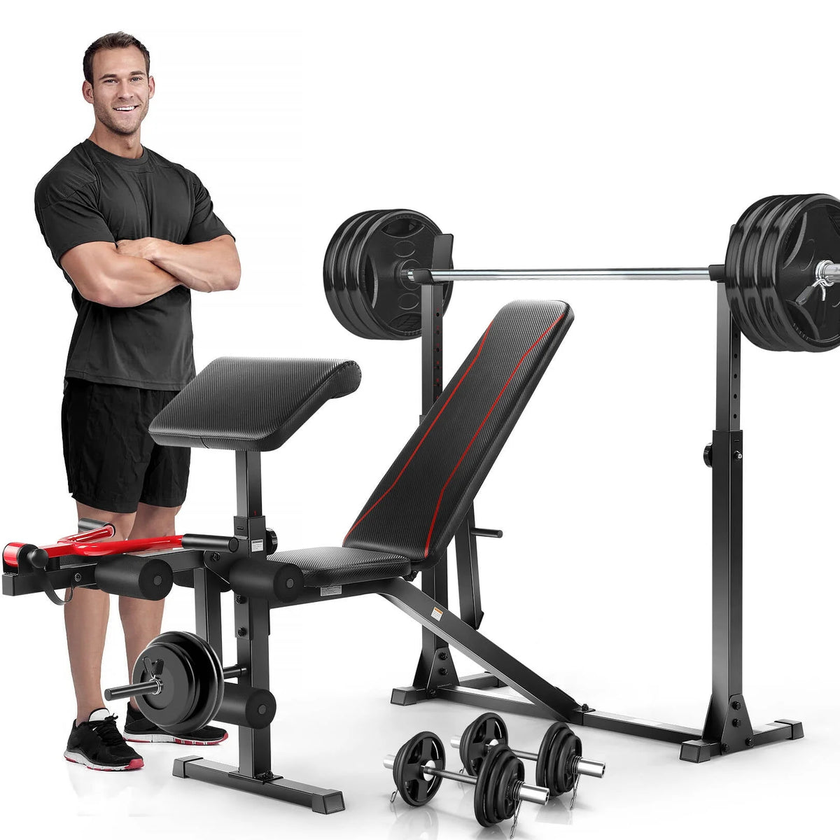 Adjustable Weight Bench Set with Squat Rack A5028
