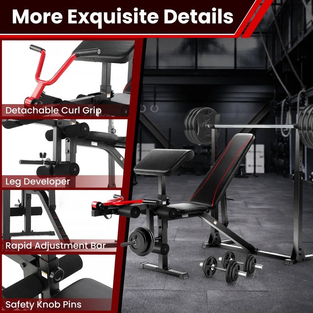 Adjustable Weight Bench Set with Squat Rack A5028
