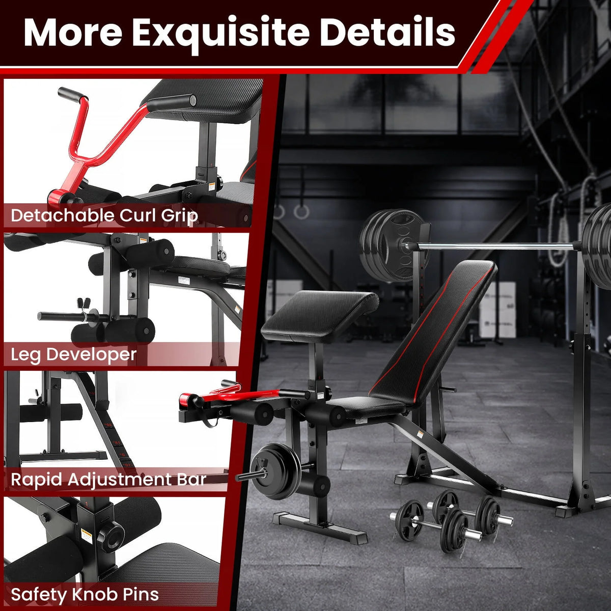 Adjustable Weight Bench Set with Squat Rack A5028