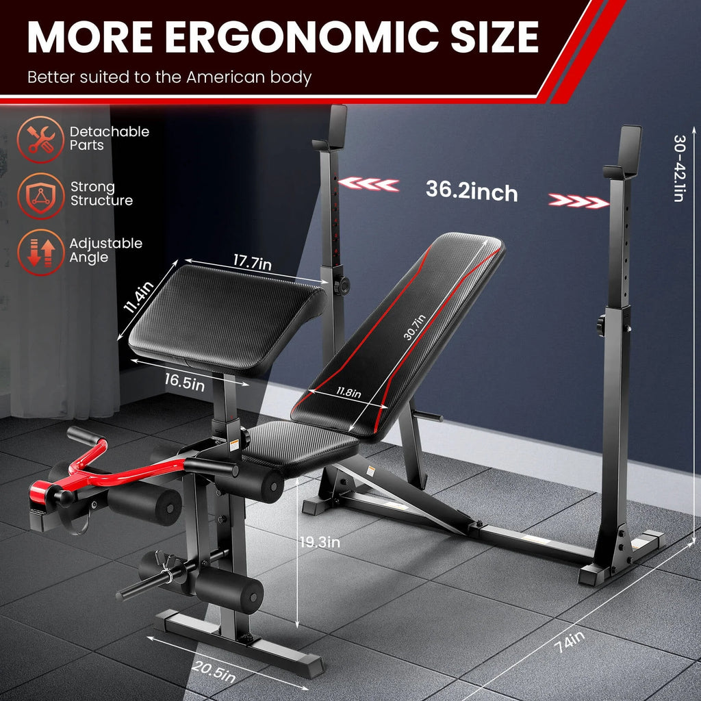 Adjustable Weight Bench Set with Squat Rack A5028