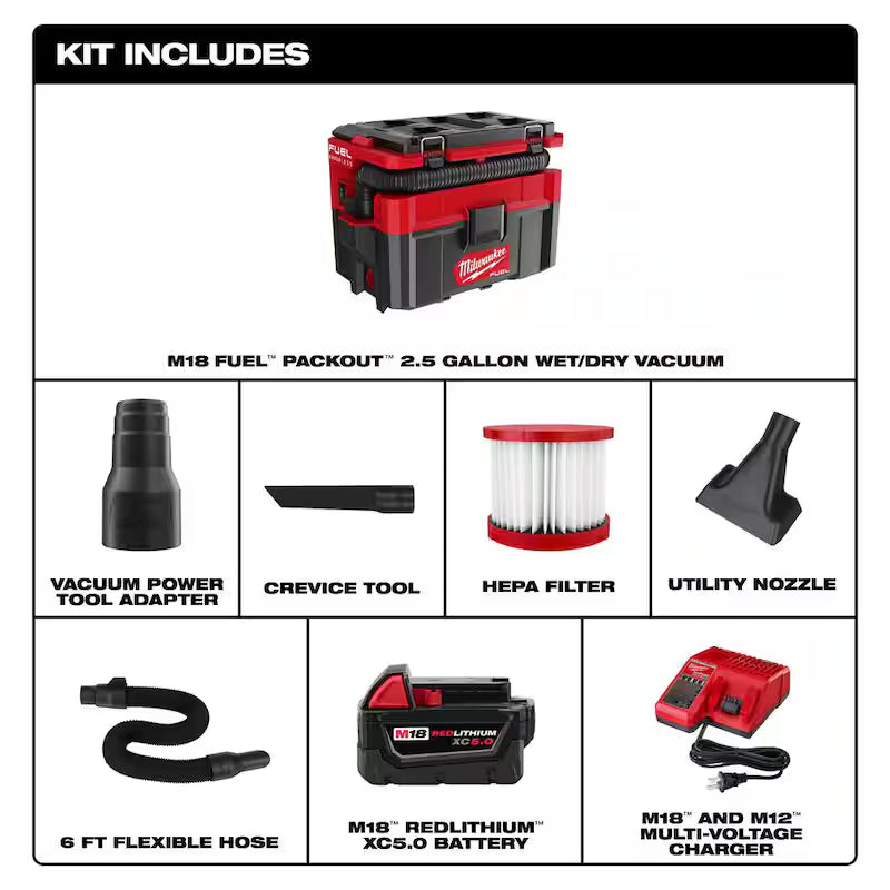 18-Volt Cordless 2.5 Gal. Wet/Dry Vacuum with Battery and Charger I30129