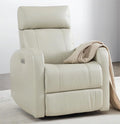 White Leather Power Swivel Glider Recliner L65696