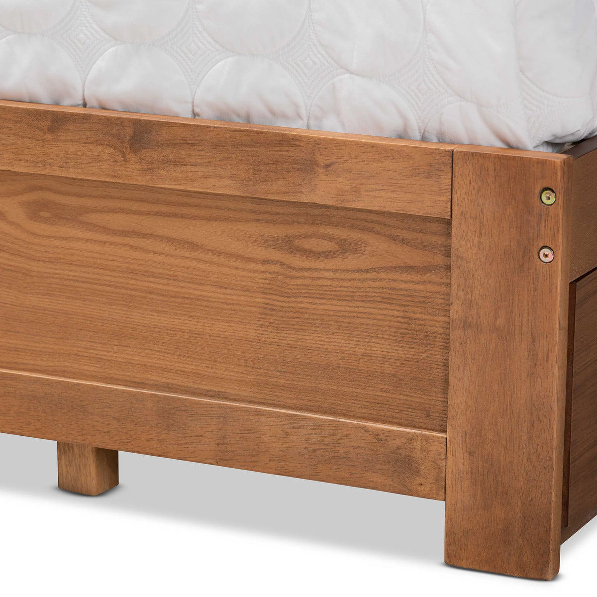 King Ash Walnut Wood Storage Platform Bed F2058