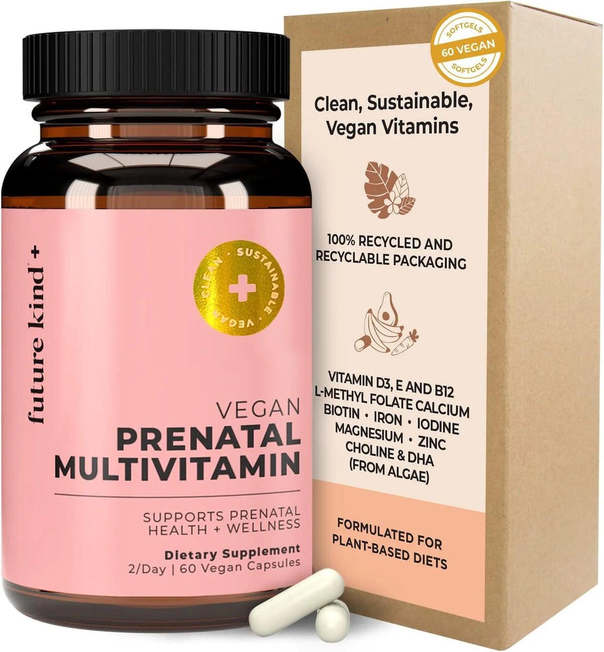 Vegan Prenatal Vitamins with DHA & L-MethylFolate, 60ct V33094