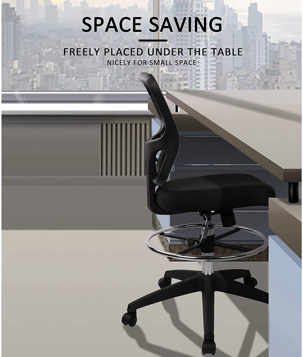 Ergonomic Height Adjustable Rolling Office Chair with Foot Ring L715