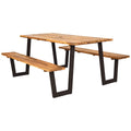 Patented Picnic Table with 2 Benches 70'' Dining Table Set with Seats and Umbrella Hole Q1715