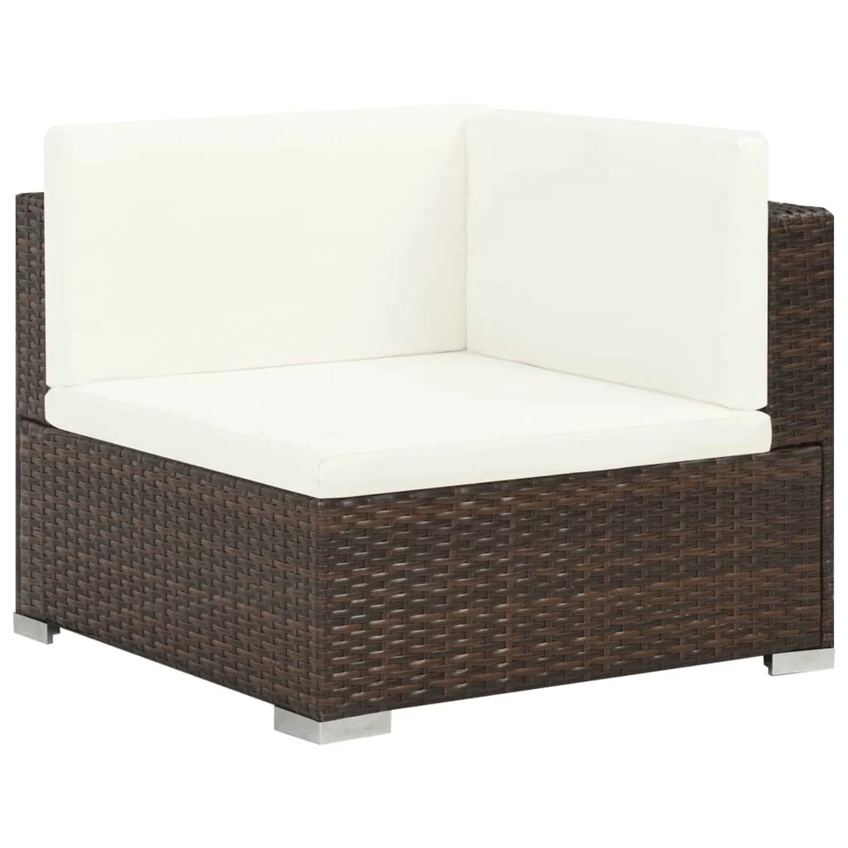 8 Piece Cream White Cushioned Poly Rattan Outdoor Sofa Set with Coffee Table Q1325