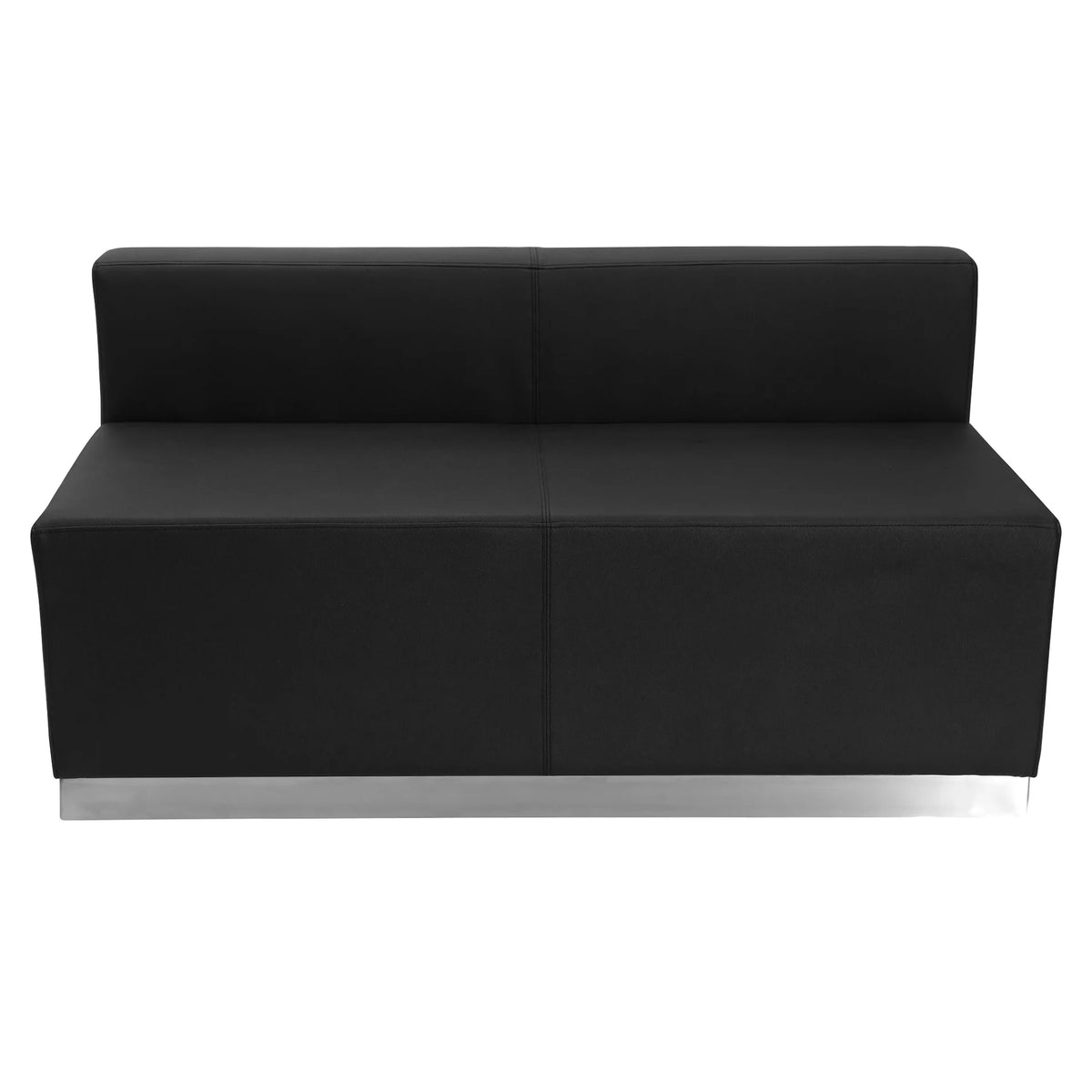 Black LeatherSoft Loveseat with Brushed Stainless Steel Base X44772