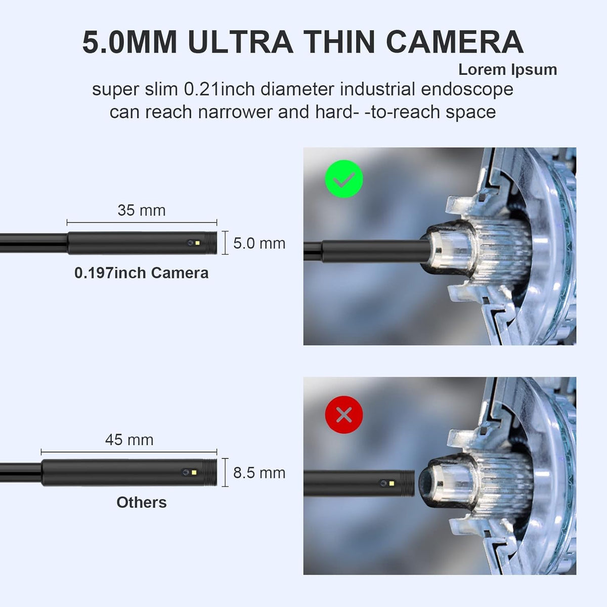 5mm Dual Lens Borescope Inspection Camera X7216