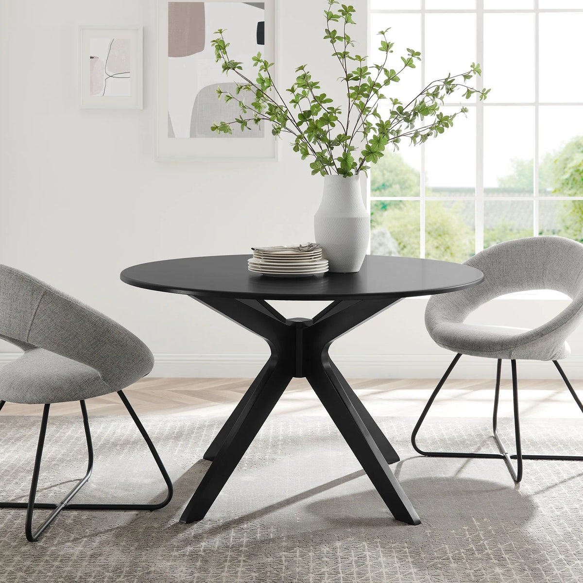 Black Round Wood Dining Table Z7344