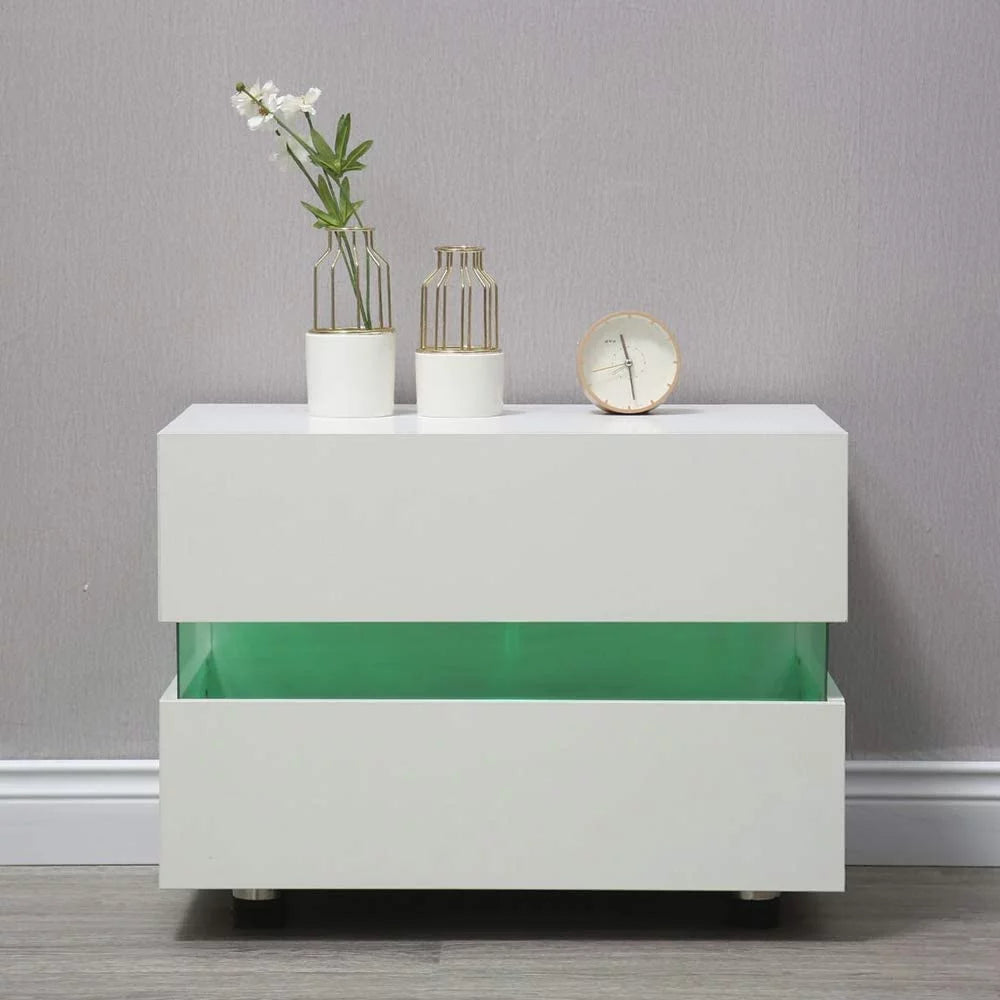 White High Gloss 2 Drawer Nightstand F62745