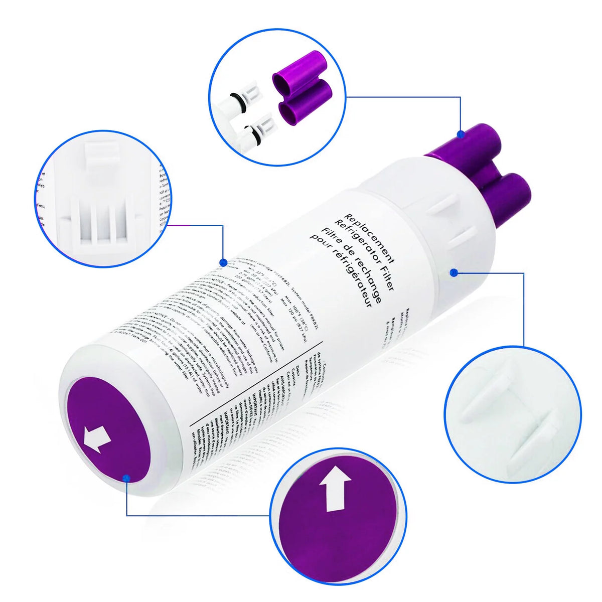 4 Pack Refrigerator Water Filter Replacement J1003