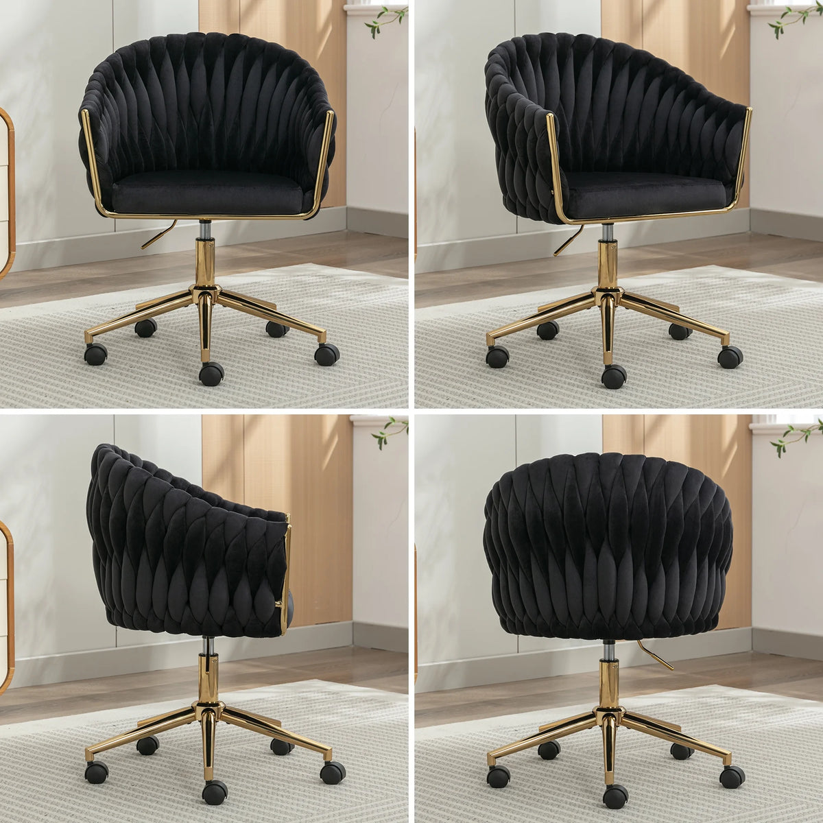 Black Adjustable Velvet Leisure Chair K370766