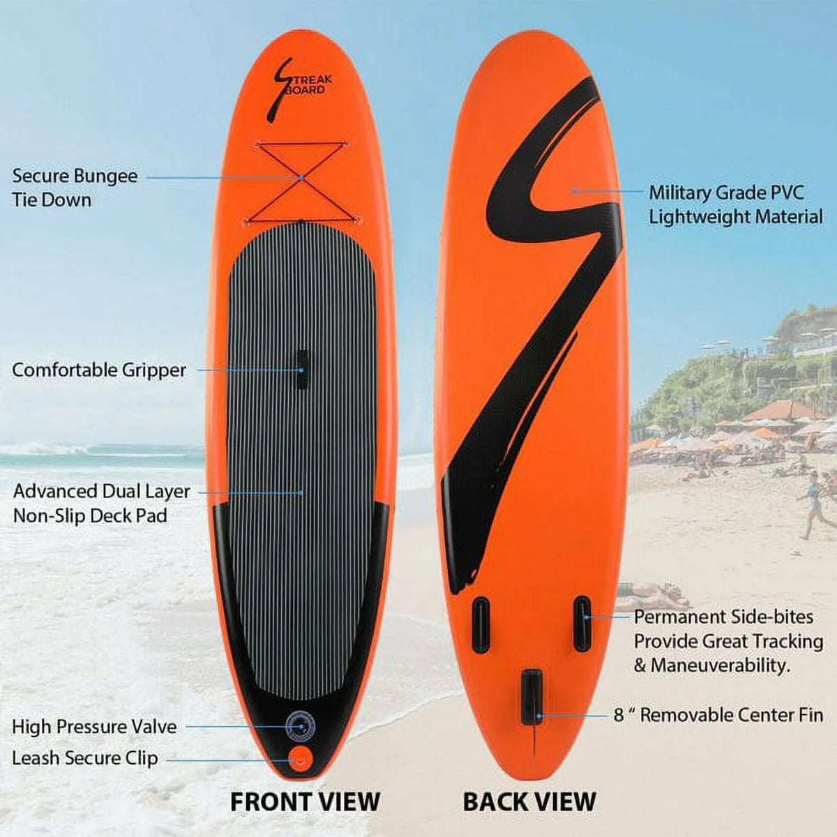 10' Inflatable Stand Up Paddle Board with Paddle, Leash, Pump & Backpack L55113