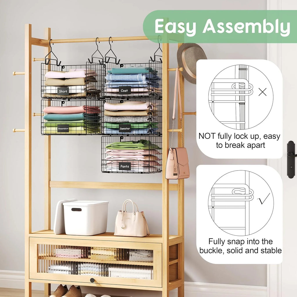 5 Tiers Hanging Closet Shelves Organizer with S Hooks U149897