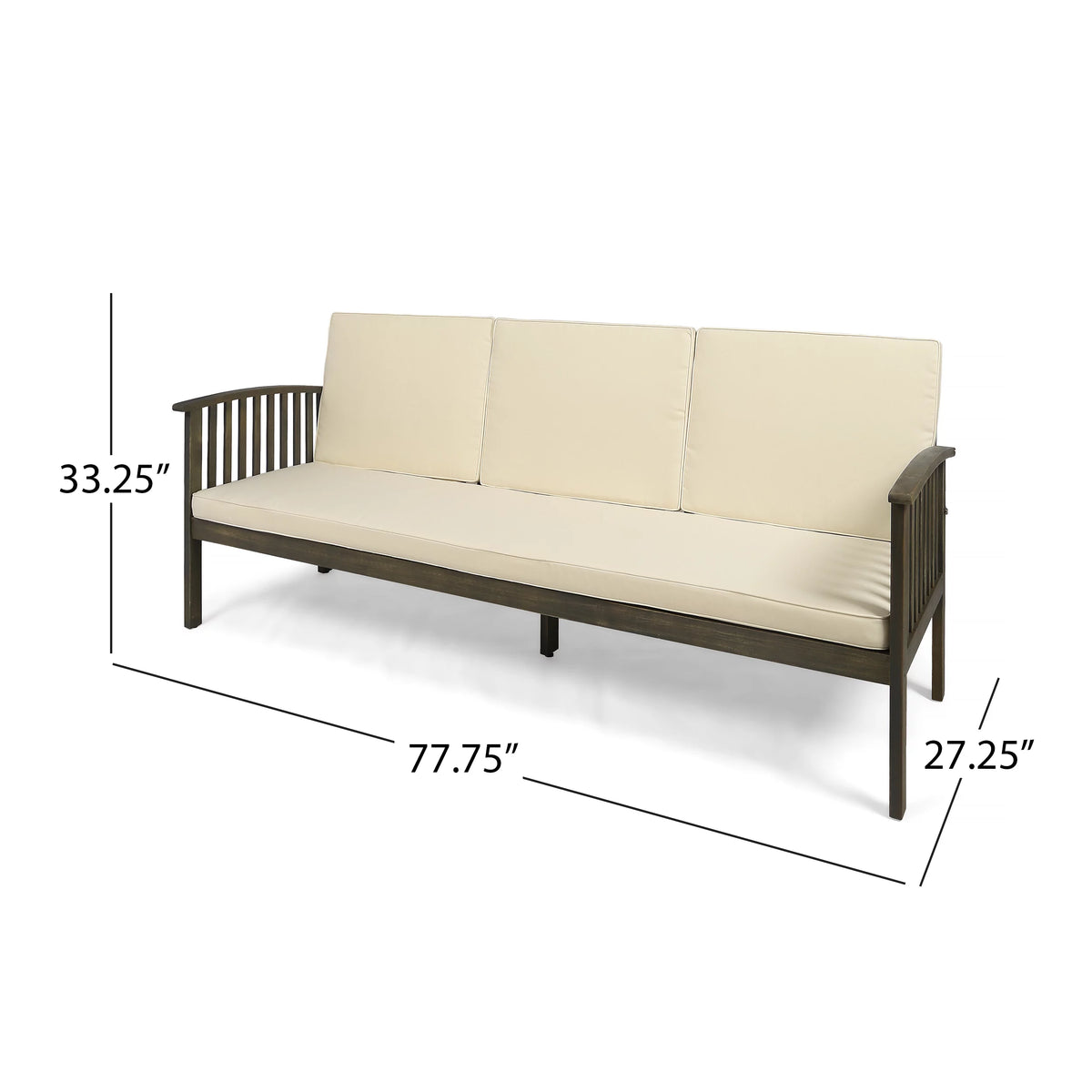 Acacia Wood Sofa with Cushions I29552
